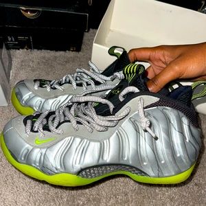Nike Foamposites Silver and Lime Green